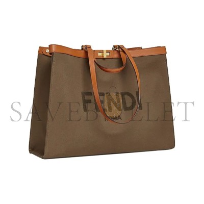 FENDI CANVAS VITELLO KING LOGO EMBROIDERED LARGE PEEKABOO X-TOTE 8BH375ABVVF1891 (46*35.5*15.5cm)
